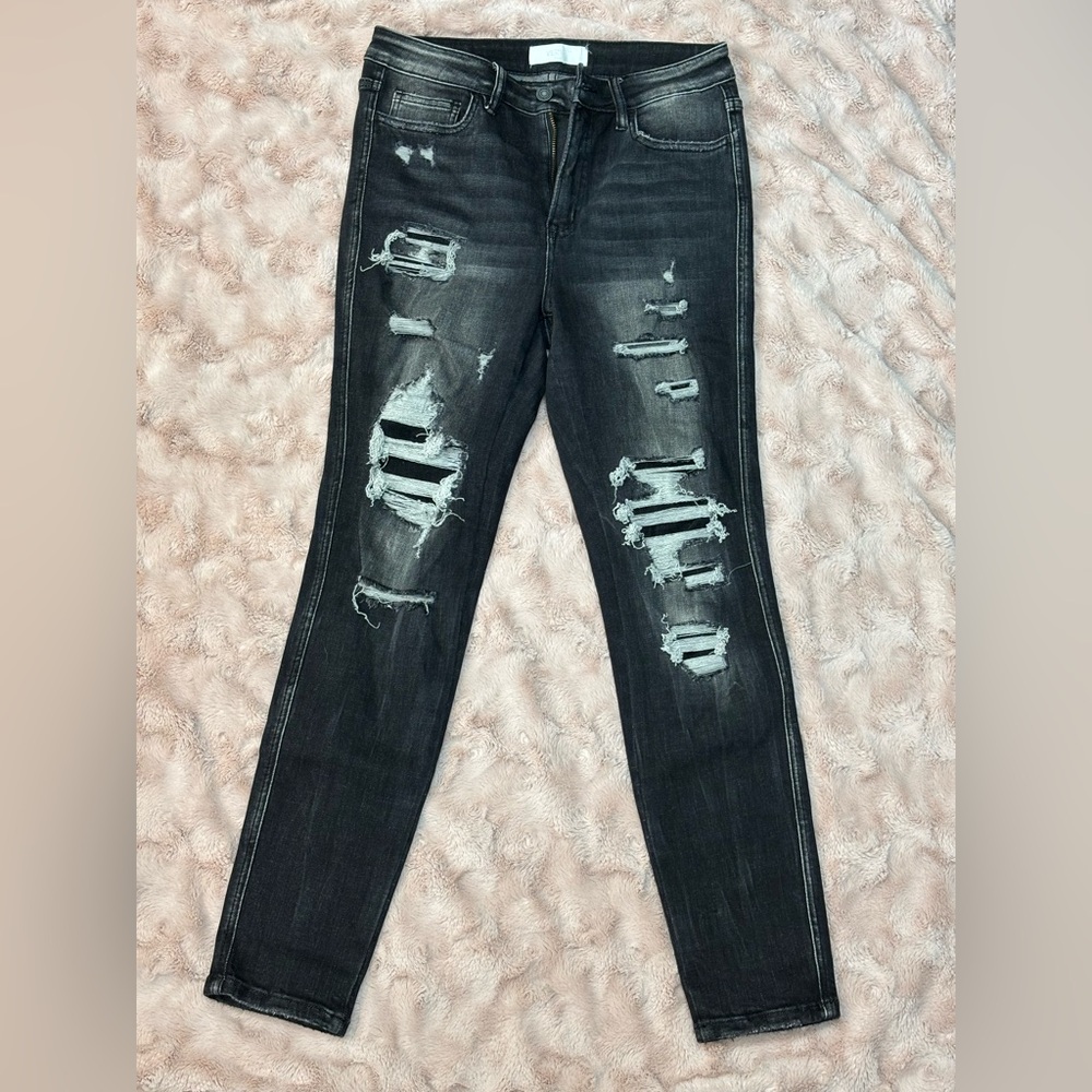 VERVET BY FLYING MONKEY Distressed Black Skinny Jeans